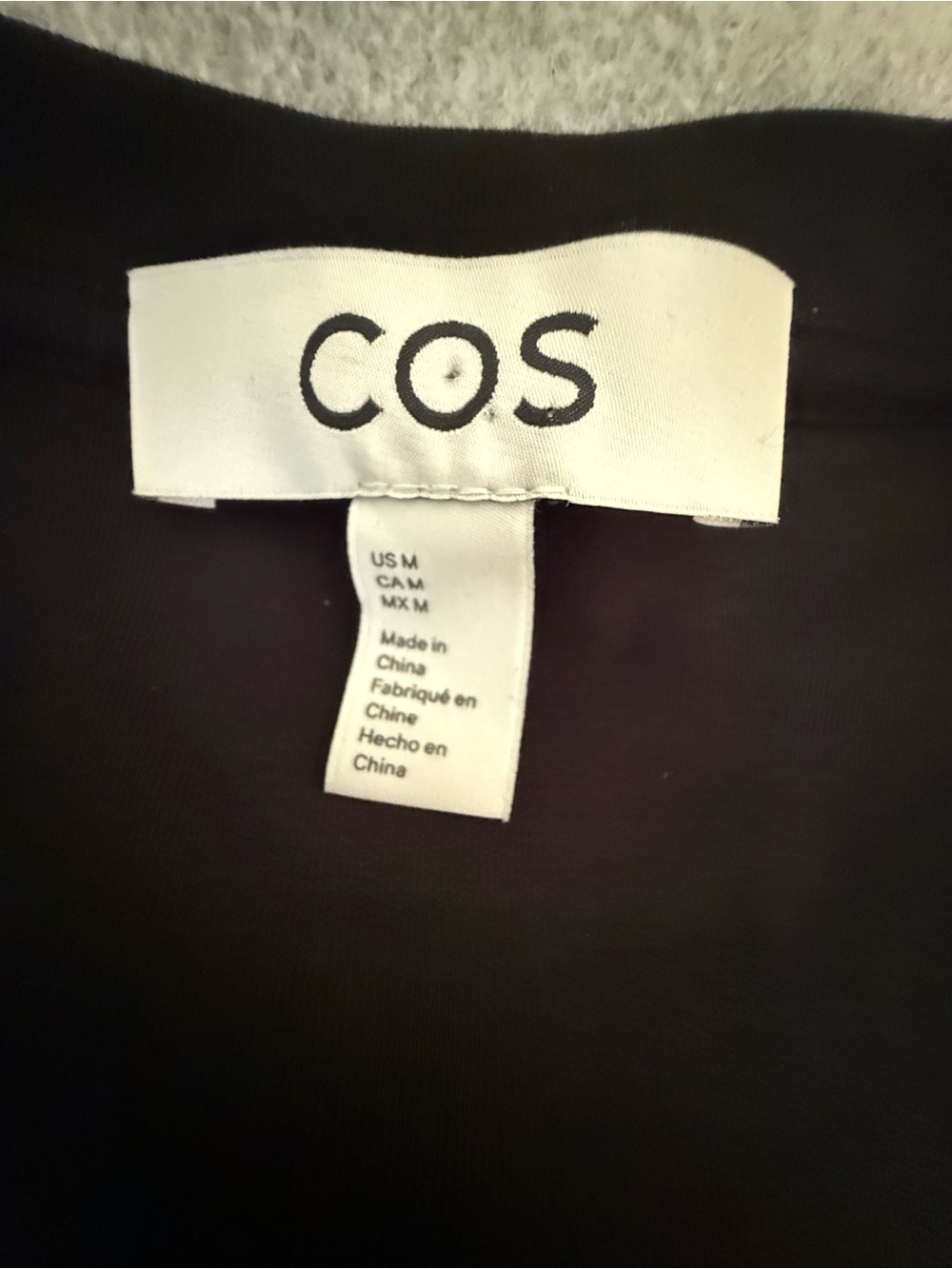 COS Asymmetric Mini T Shirt Dress Size M Black Mixed Media Minimalist Oversized - Picture 8 of 15